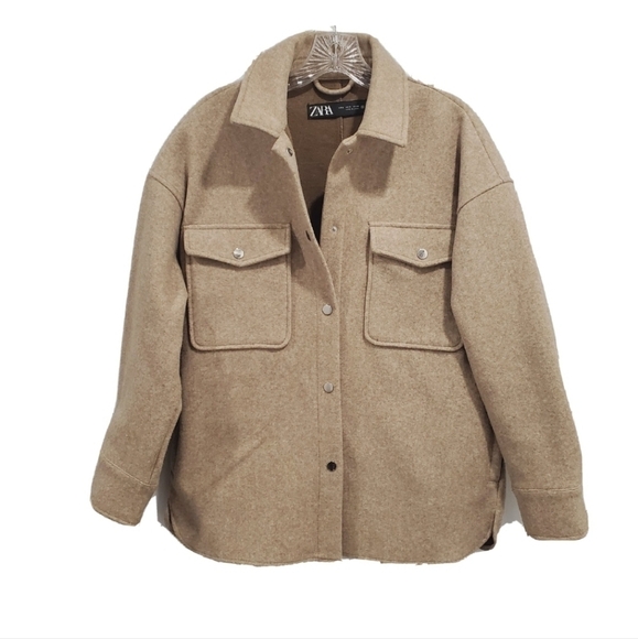Zara Beige Overcoat Jacket - Picture 3 of 6